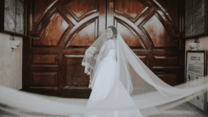 woman in wedding gown
